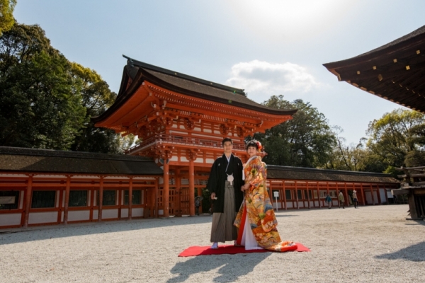 『世界遺産 京都下鴨神社 プレミアムフォトウエディング』下鴨神社で和装撮影のデータ付★衣裳追加料金なし！